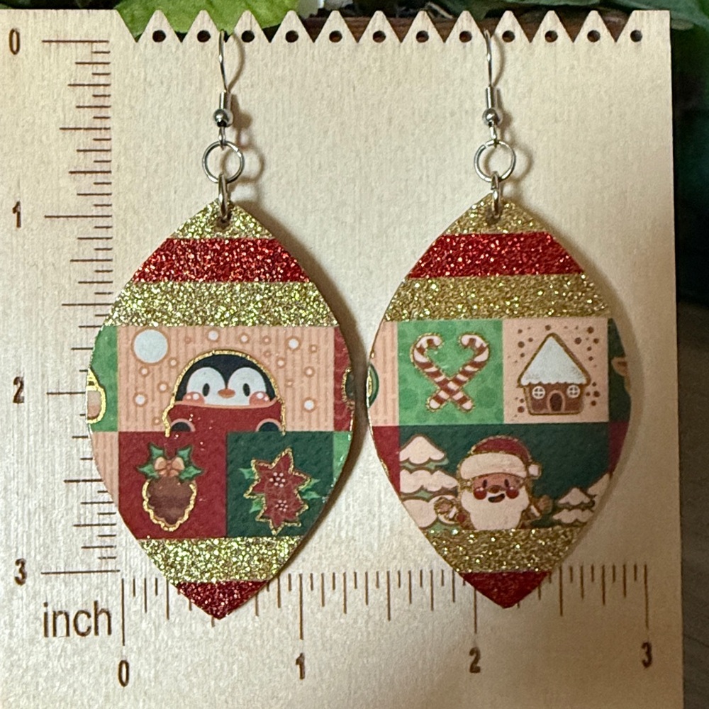 2/$15! Handmade Festive Christmas Drop Earrings